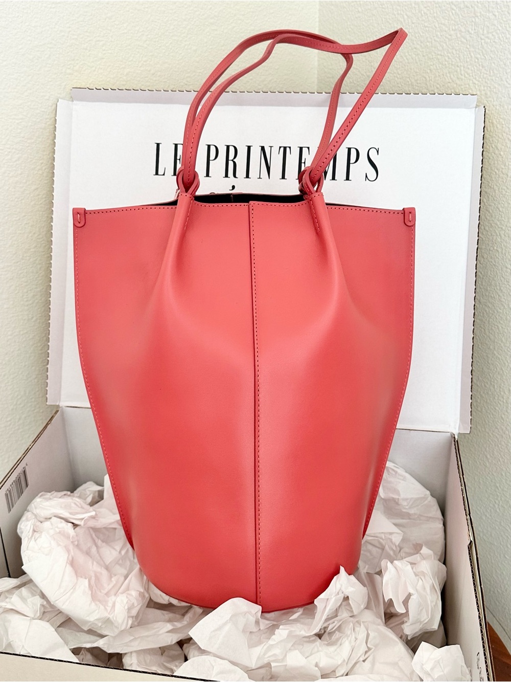 Sezane Romie Bag Leather Tote Smooth Peach - Picture 2 of 6